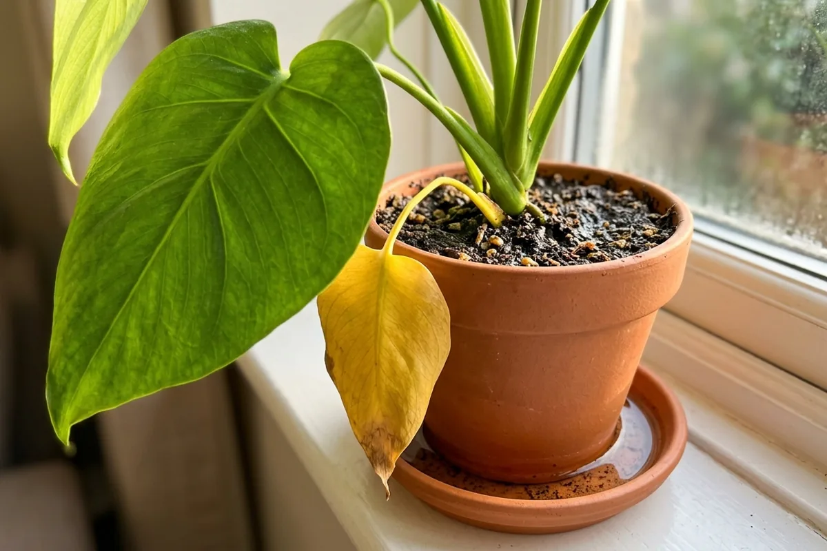 Why yellow leaves appear after watering and what to check first